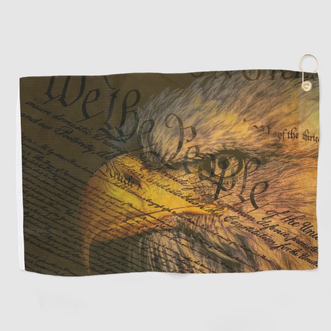 Constitution With Bald Eagle Golf Towel (Horizontal)