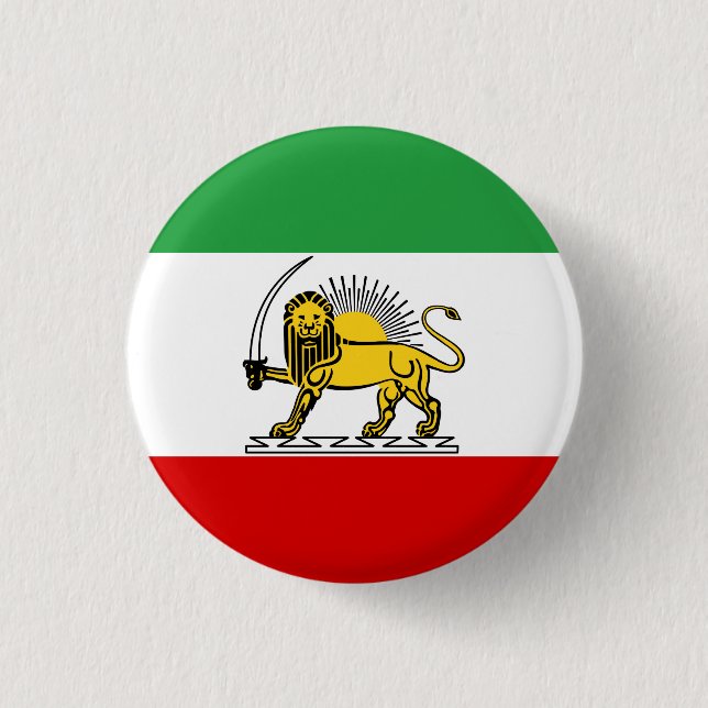 Constitutional Monarchy of Iran flag (1907-1980) 3 Cm Round Badge (Front)