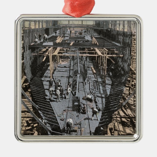 Constructing a Steel Ship Scene Metal Tree Decoration (Front)