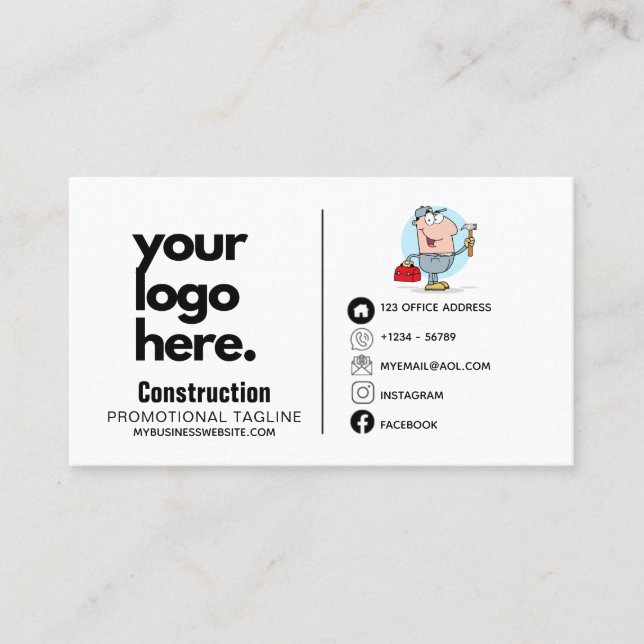Constructio Business Card Professional Logo Design (Front)