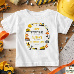 Construction 1ST Birthday   Builder Truck Party Baby T-Shirt