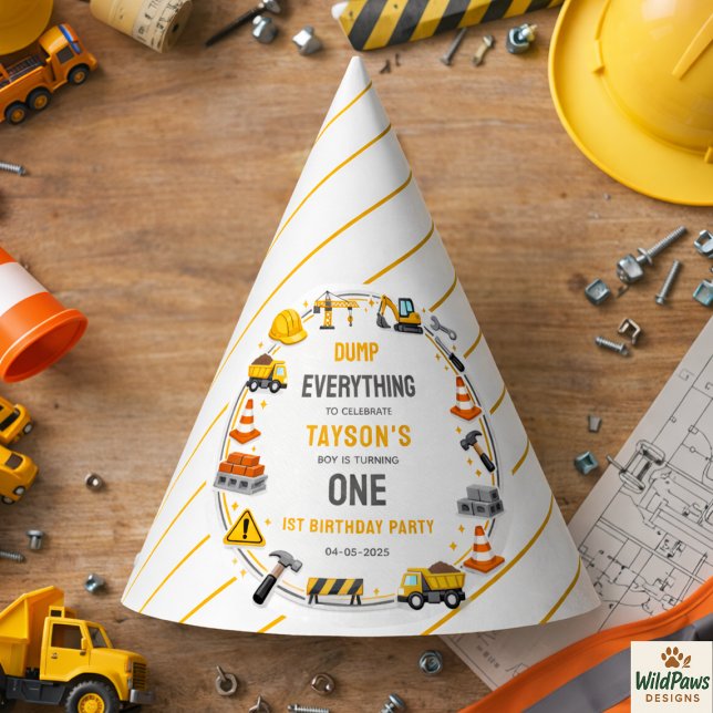Construction 1ST Birthday | Builder Truck Party Hat (Construction 1ST Birthday | Builder Truck Party Hat
)
