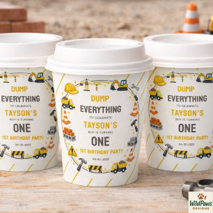 Construction 1ST Birthday   Builder Truck Party Paper Cups