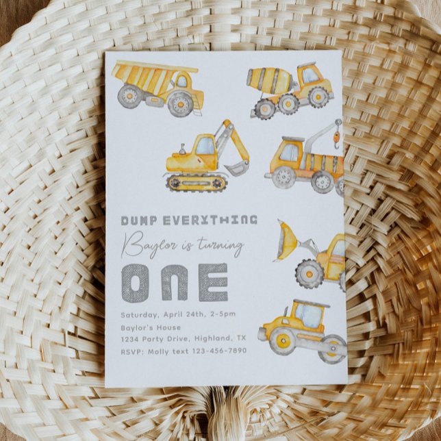 Construction 1st Birthday Invitation (Creator Uploaded)