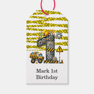 Construction 1st Birthday Party Gift Tags