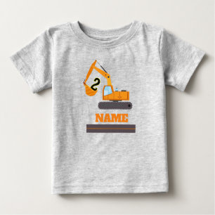 construction 2nd birthday - excavator-personalised baby T-Shirt