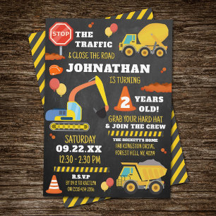 Construction 2nd Birthday Invitation