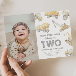 Construction 2nd TWO Birthday Party Invitation