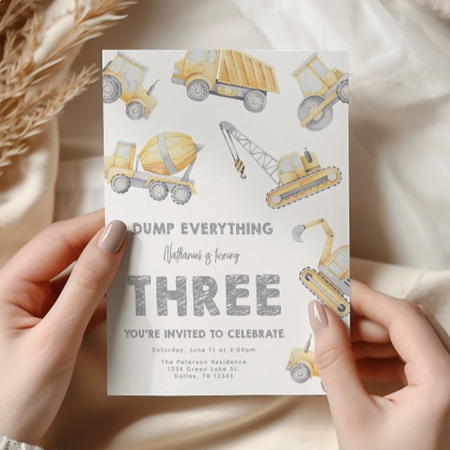Construction 3rd Birthday Party Invitation (Creator Uploaded)