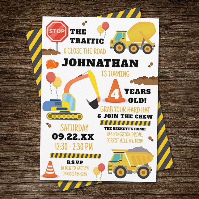 Construction 4th Birthday Invitation (Creator Uploaded)