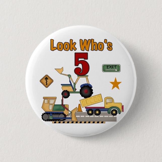 Construction 5th Birthday Tshirts and Gifts 6 Cm Round Badge (Front)