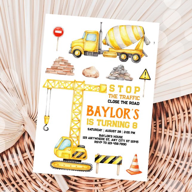 Construction 8st Birthday Invitation (Creator Uploaded)