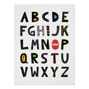 Construction Alphabet Pattern Poster