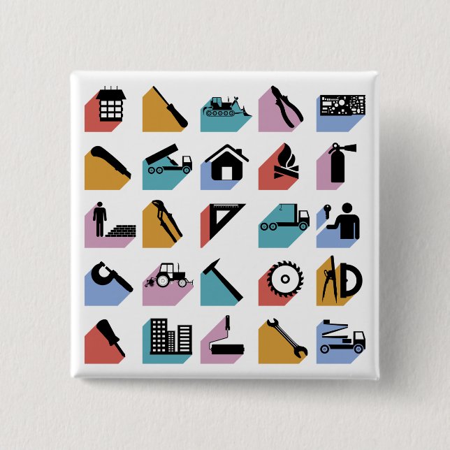 Construction and DIY Home Improvement Icons 15 Cm Square Badge (Front)