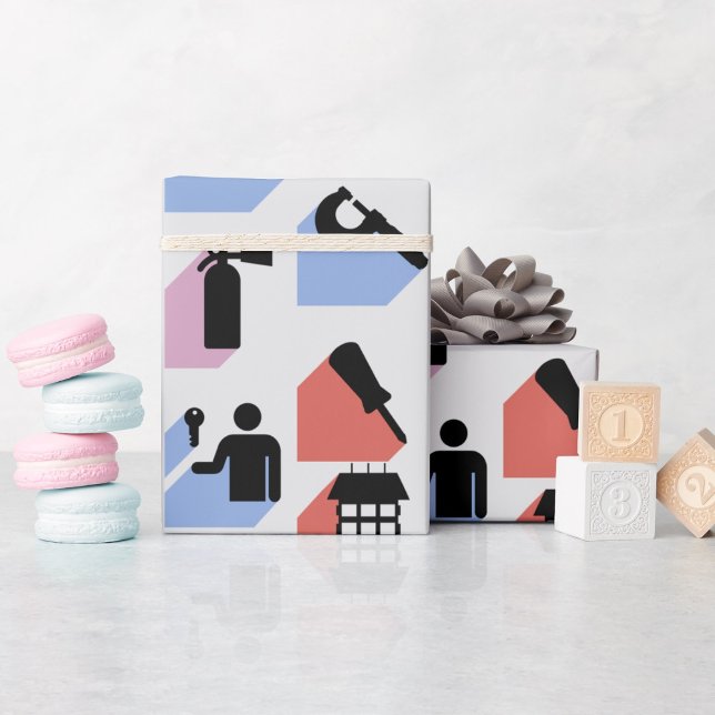 Construction and DIY Home Improvement Icons Wrapping Paper (Creator Uploaded)