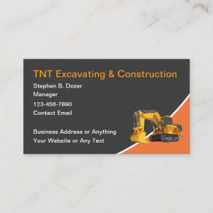 Construction And Excavating Business Cards