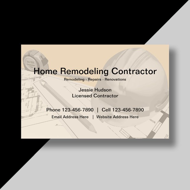 Construction And Remodeling Contractor Business Card (Creator Uploaded)