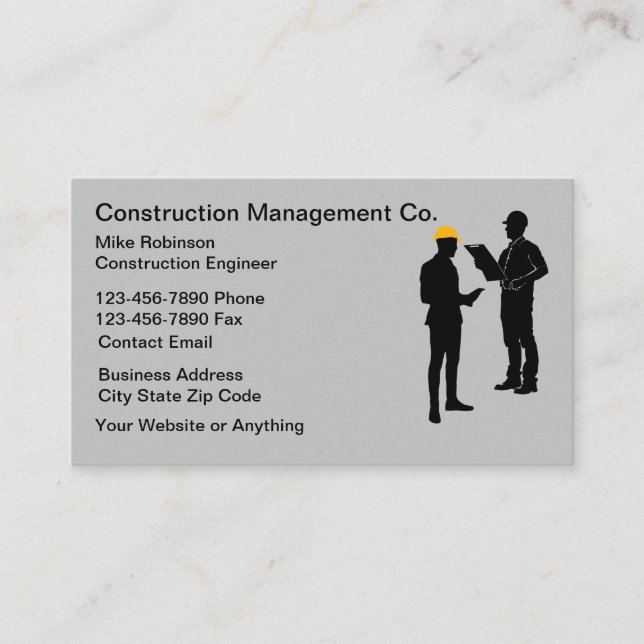 Construction Architectural Management  Business Card (Front)