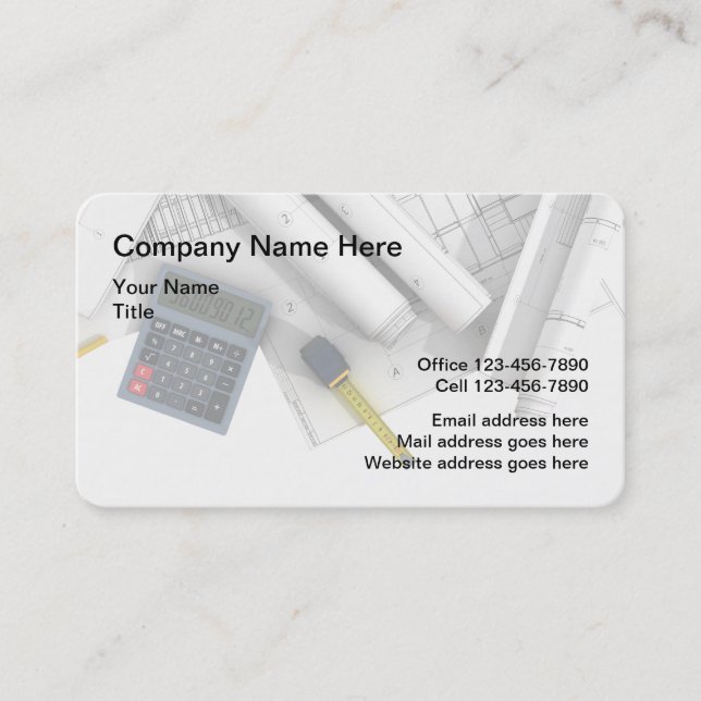 Construction Architectural Planning Business Card (Front)