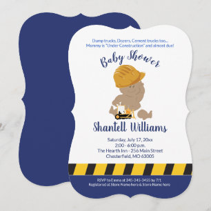 Construction Baby Dark Skin Baby Shower Invitation