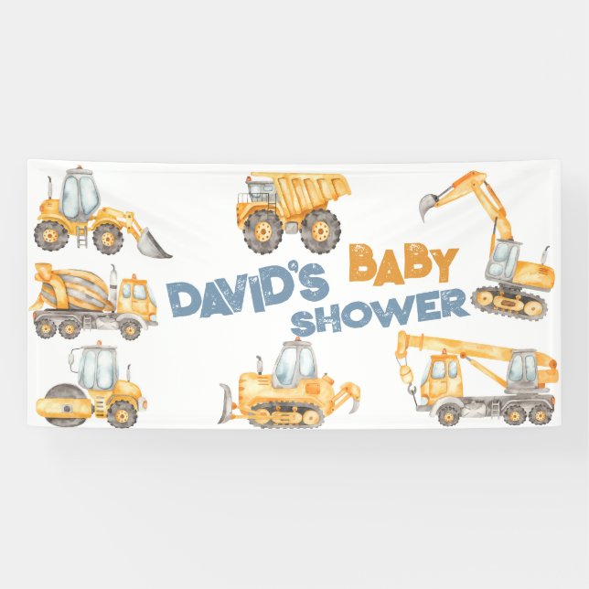 Construction Baby Shower Dump Truck Party Banner (Horizontal)
