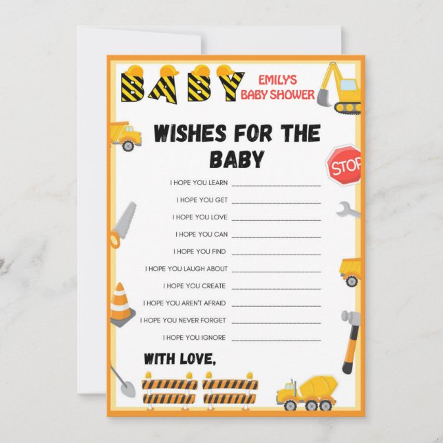 Construction Baby Shower Game - Editable Name - Invitation (Front)