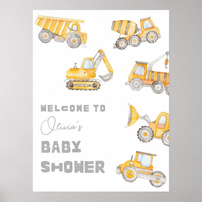 Construction Baby Shower Welcome Poster (Front)