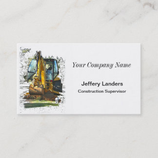 Construction Backhoe Illustration Business Card