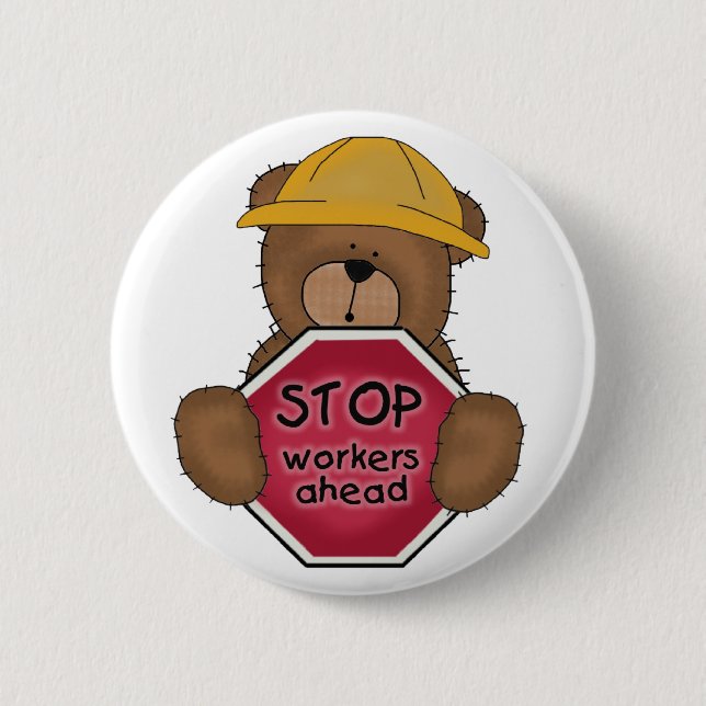 Construction Bear T-shirts and Gifts 6 Cm Round Badge (Front)