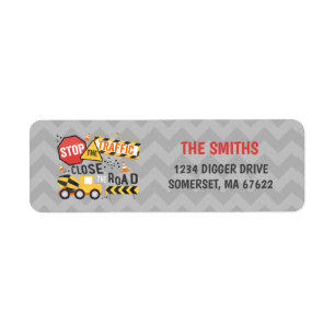Construction Birthday Address Labels Dump Truck