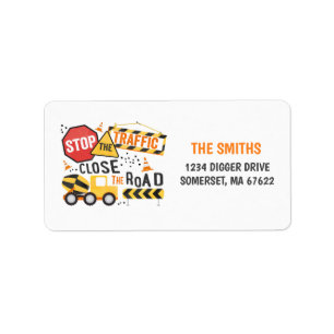 Construction Birthday Address Labels Dump Truck