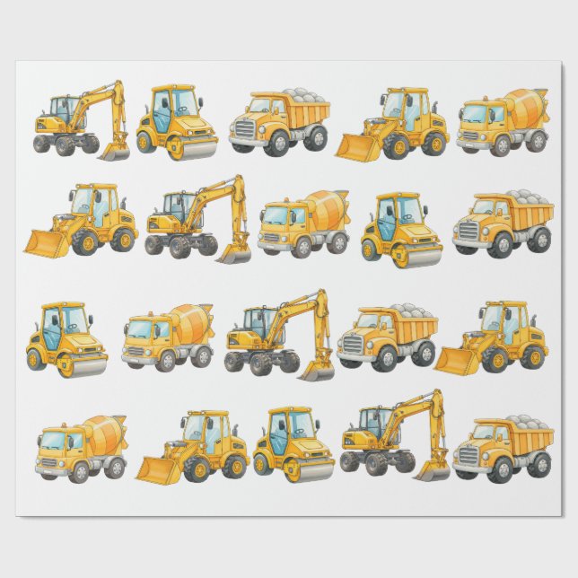 Construction Birthday Balloons | Birthday Zone Wrapping Paper (Flat)