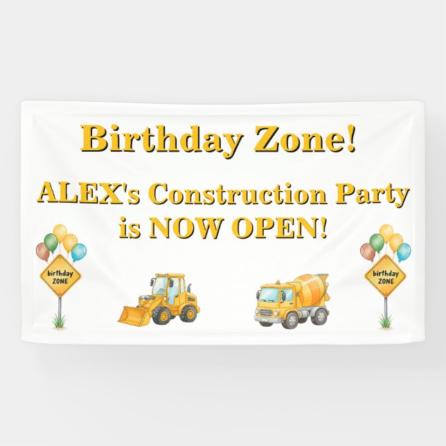 Construction Birthday Banner | Birthday Zone (Horizontal)