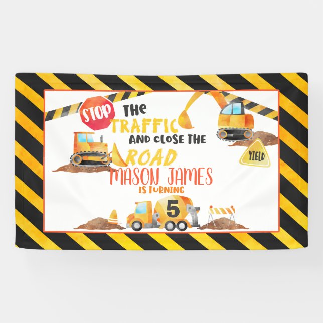 Construction Birthday Banner - WH (Horizontal)
