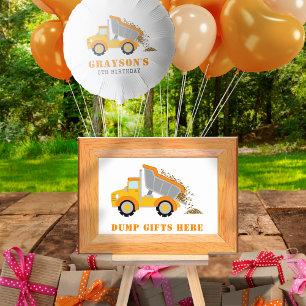 Construction Birthday Dump Gifts Here Party Sign