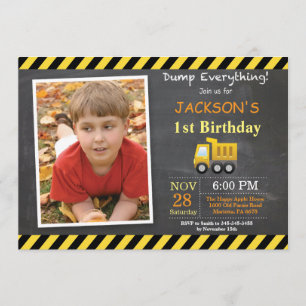 Construction Birthday Dump Truck Invitation
