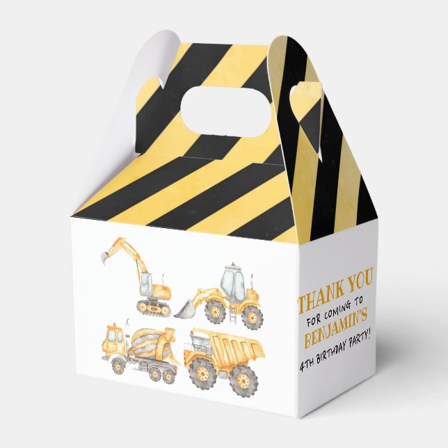 Construction Birthday Dump Truck Party Favour Box (Front Side)