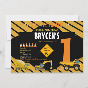 Construction Birthday Dump Truck Party Invitation
