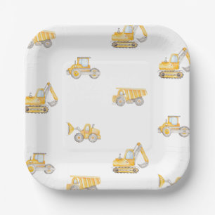 Construction Birthday Dump Trucks Birthday Paper Plate