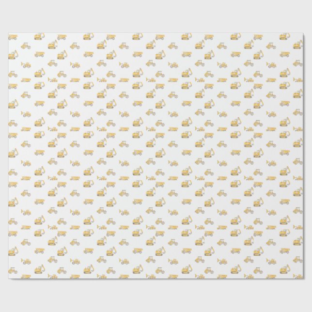 Construction Birthday Dump Trucks Birthday Wrapping Paper (Flat)