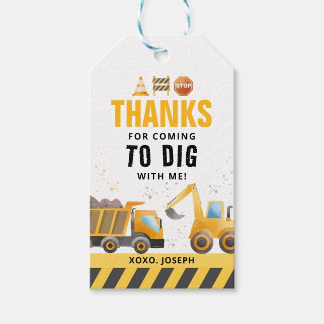 Construction Birthday Favour Tags (Front)