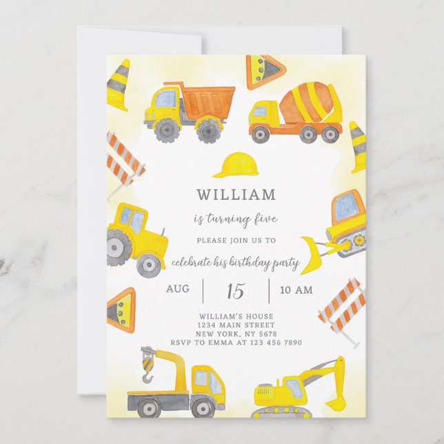Construction Birthday Invitation (Front)