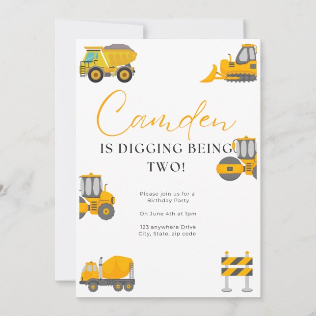 Construction Birthday Invitation (Front)