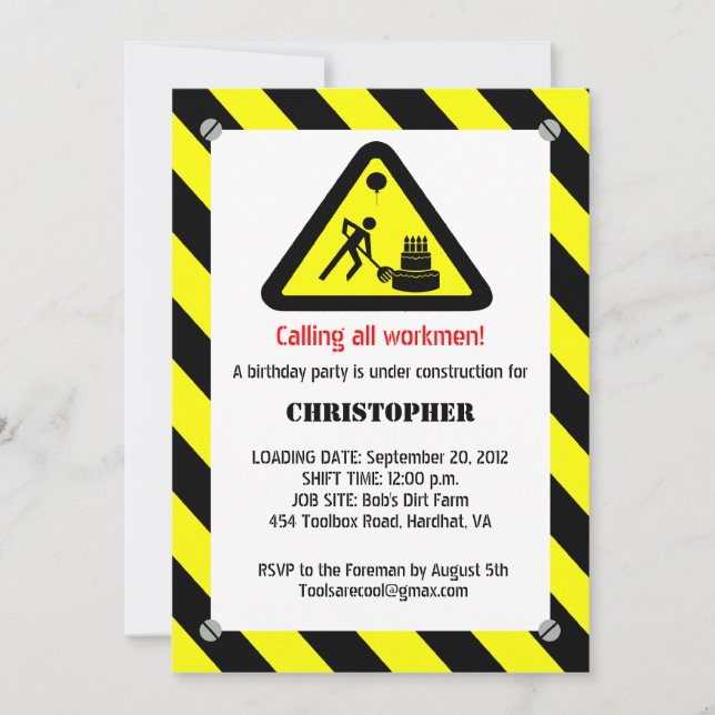 Construction Birthday Invitation (Front)