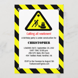 Construction Birthday Invitation