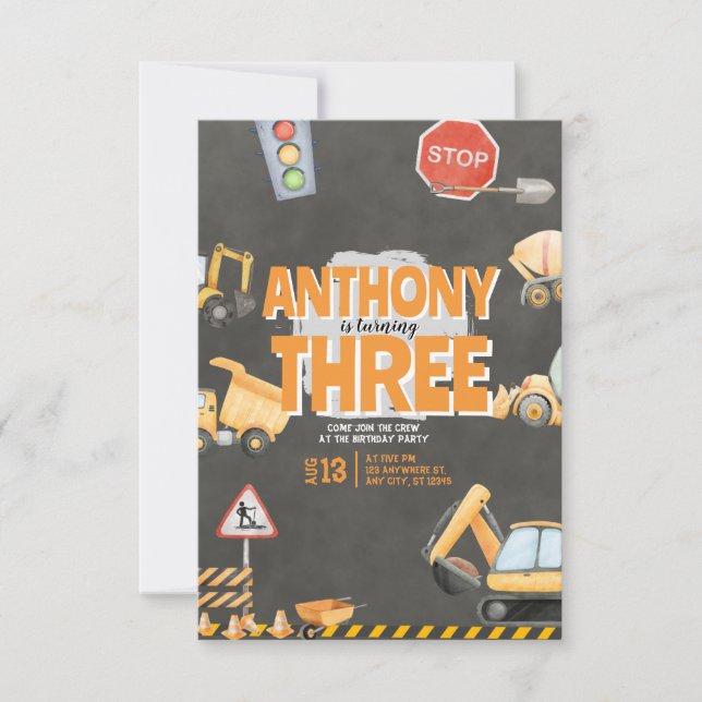 Construction Birthday Invitation (Front)
