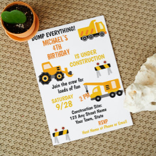 Construction Birthday Invitation