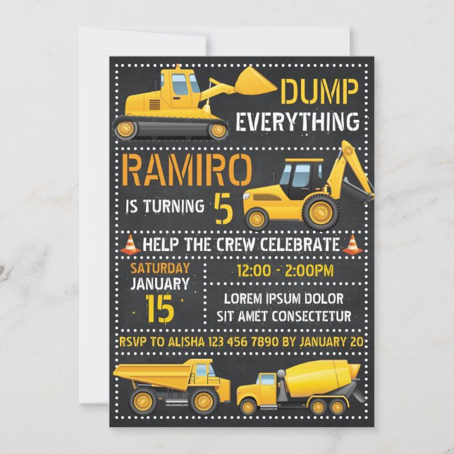 Construction Birthday Invitation (Front)