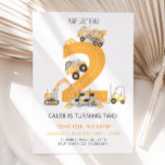 Construction Birthday Invitation 2nd Birthday<br><div class="desc">This adorable orange and yellow Construction Boy birthday invitation features a big number "2" with four different construction vehicles including an excavator, forklift, cement mixer, and dump truck! Optional backing also included! This Construction Birthday Invite is sure to complete any Construction Themed birthday party! By using the easy to use...</div>