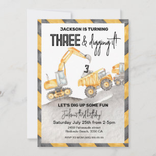 Construction Birthday Invitation, 3rd Digging it Invitation
